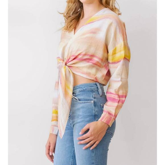 NEW LUCY PARIS gloria front tie top in multicolor - Picture 3 of 4